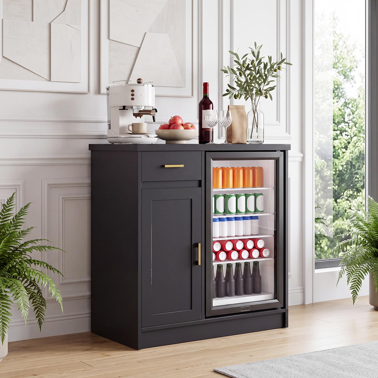 Wine Beer Cooler - 42in Farmhouse Wine Bar Cabinet For
