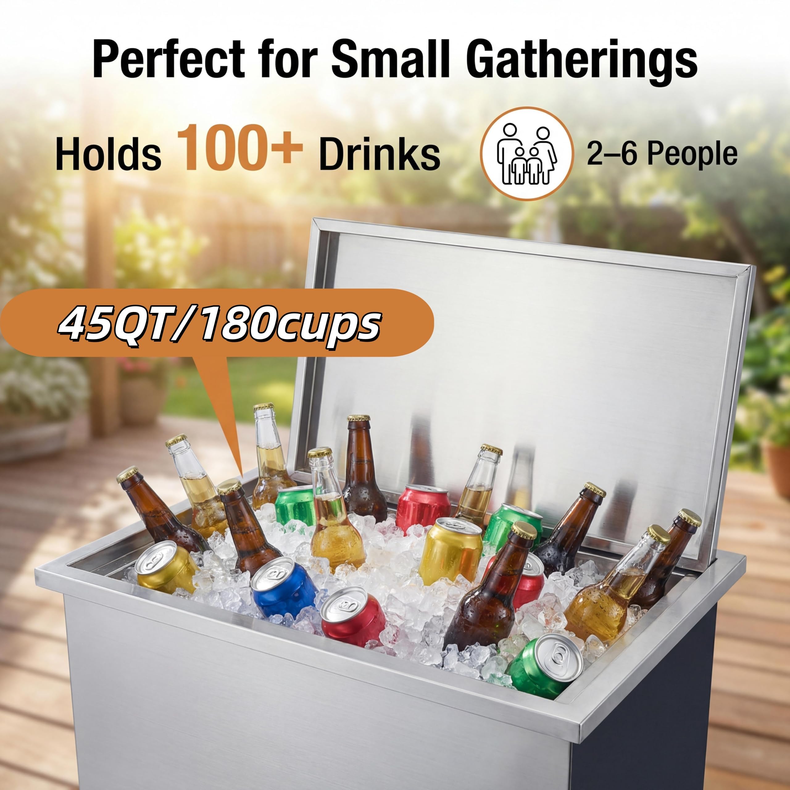 Taste Wine Beer Kitchen - Drop-in Ice Chest, Large Capacity Stainless