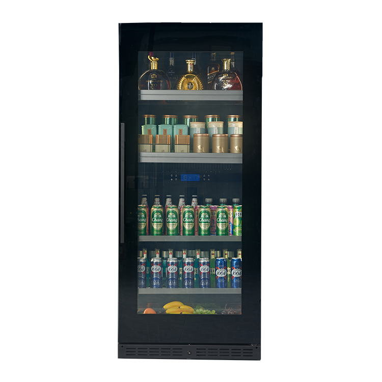 Wine Beer Cooler - Electric Black Glass Door Wine and