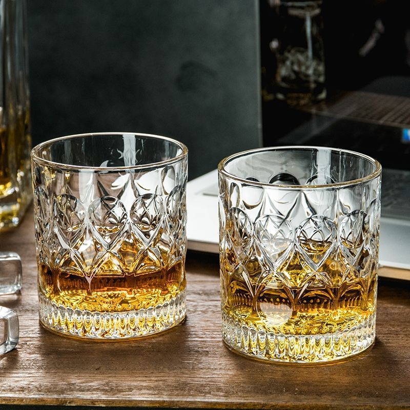 Taste Wine Beer Kitchen - 2pcs Glass Cup Whiskey 330ml Relief
