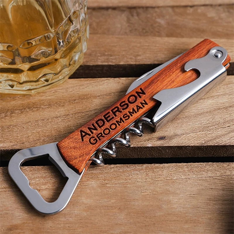 Wine Beer Name - Custom Engraved Name Text Wood Handle