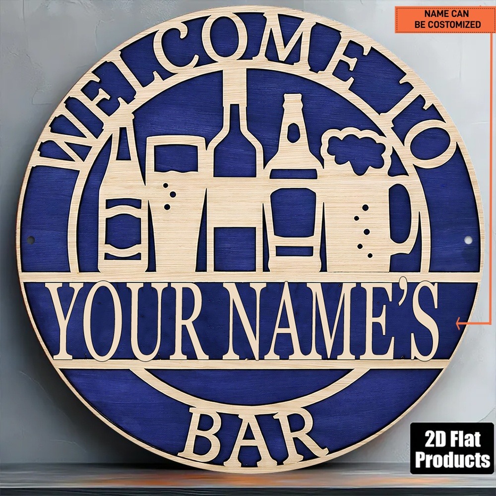 [2D Flat] 1pc Custom Name Holl - Wine Beer Name review and price