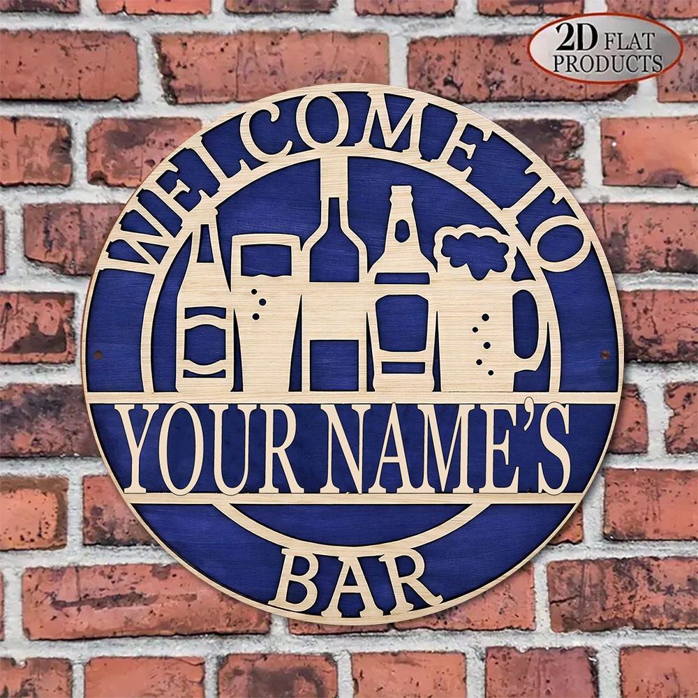 [2D Flat] 1pc Custom Name Holl - Wine Beer Name review and price