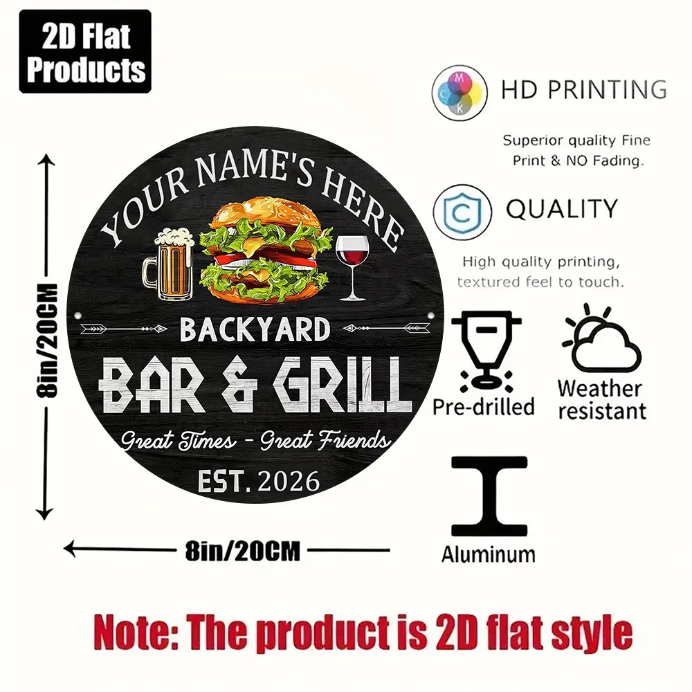 [2D Flat] 1pc Custom Name Roun - Wine Beer Name review and price