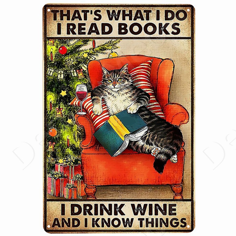 Cats and Wine Vintage Metal Si - Beer Wine Gin review and price