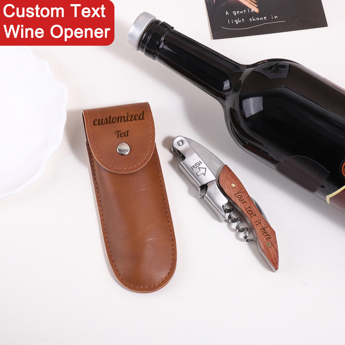Wooden Handle Custom Text Wine - Wine Beer Name review and price