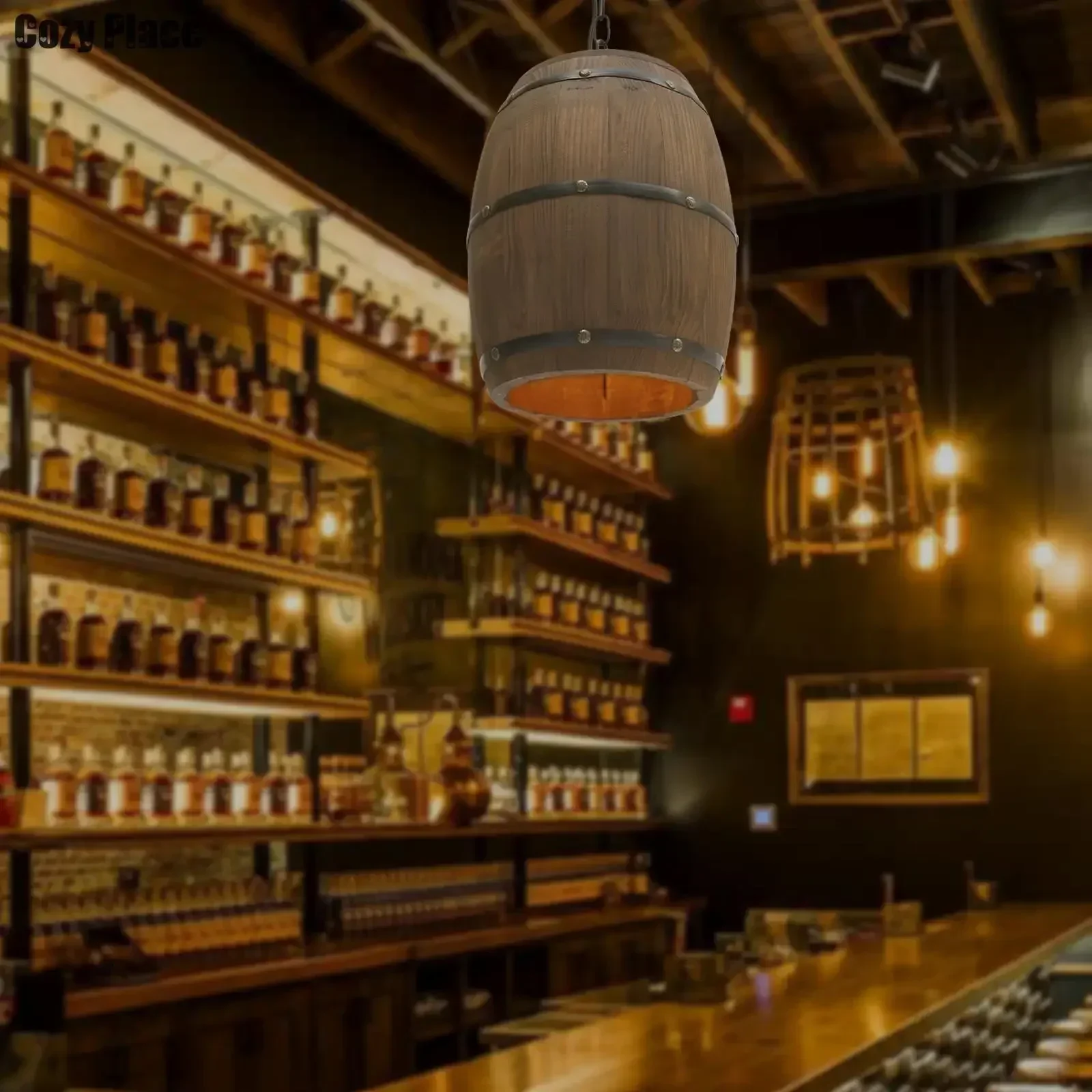 Rustic Lamp Vintage Chandelier - Wine & Beer Shop Photos review and price